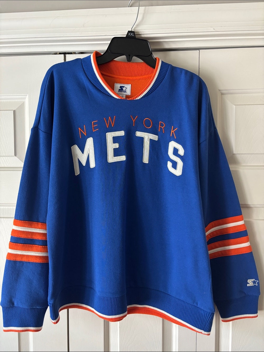 New York Mets Blue & Orange V-Neck Starter Sweatshirt